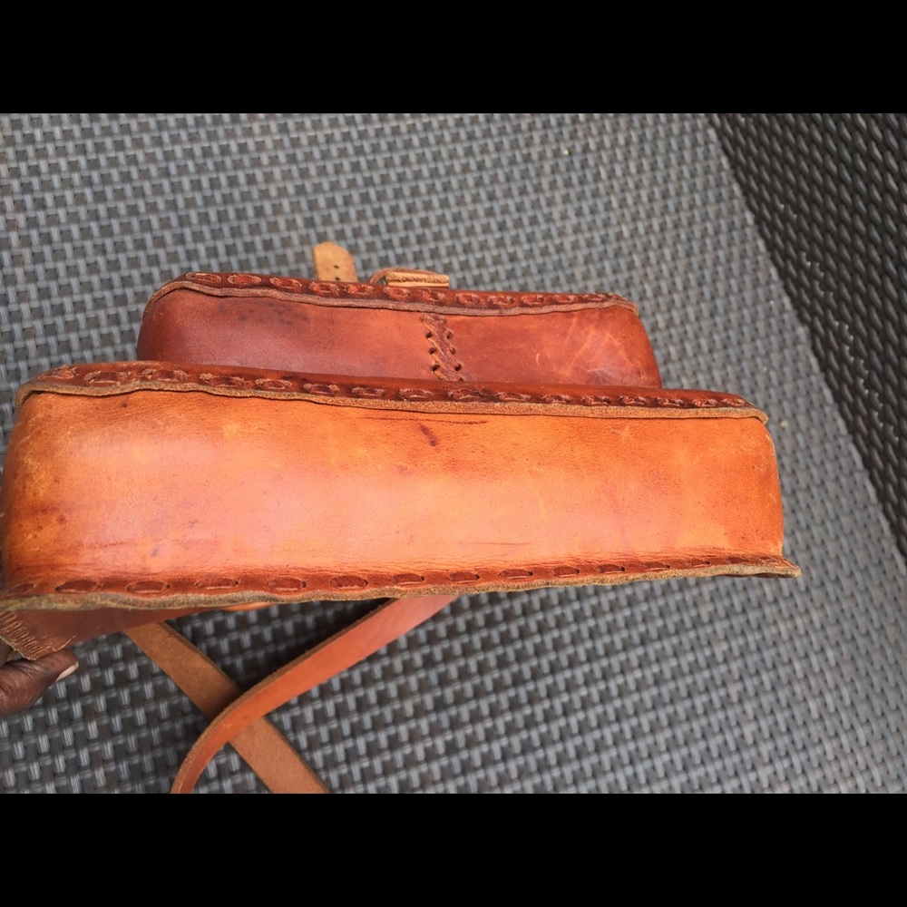 Vintage Brown Leather Crossbody Bag Fall Boho - Picture 9 of 10